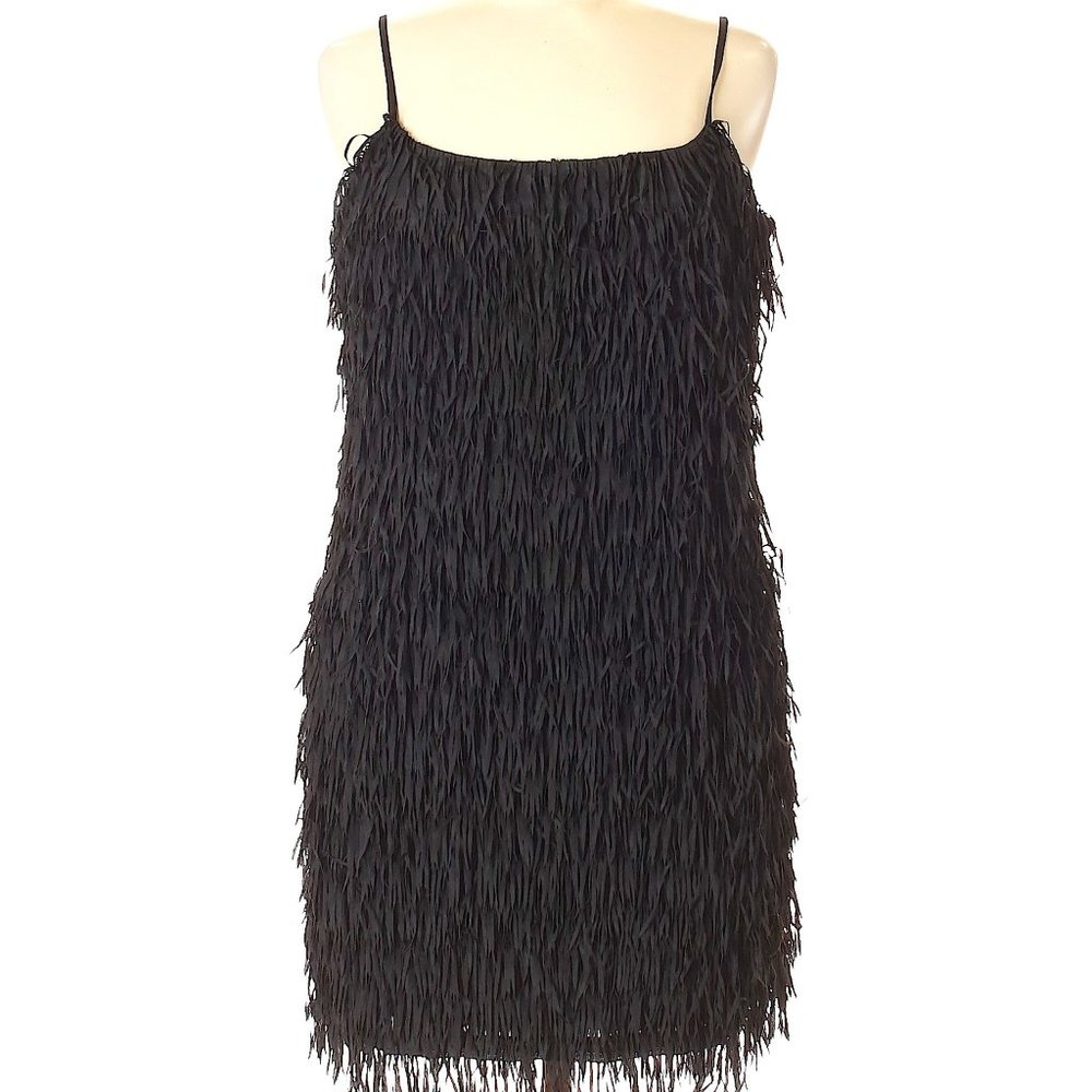NEW Black fringe cocktail dress by Aqua, size M